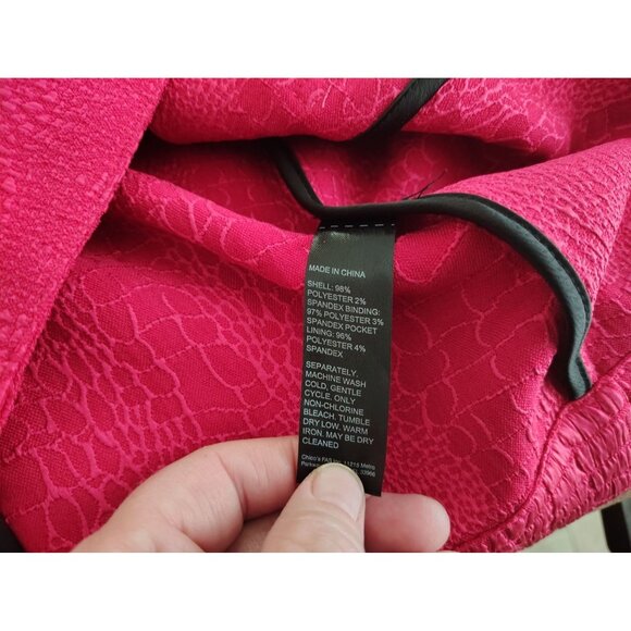 Chico's Black Label Size 10 Bright Pink Blazer Jacket, Croc Embossed Texture - Picture 5 of 5